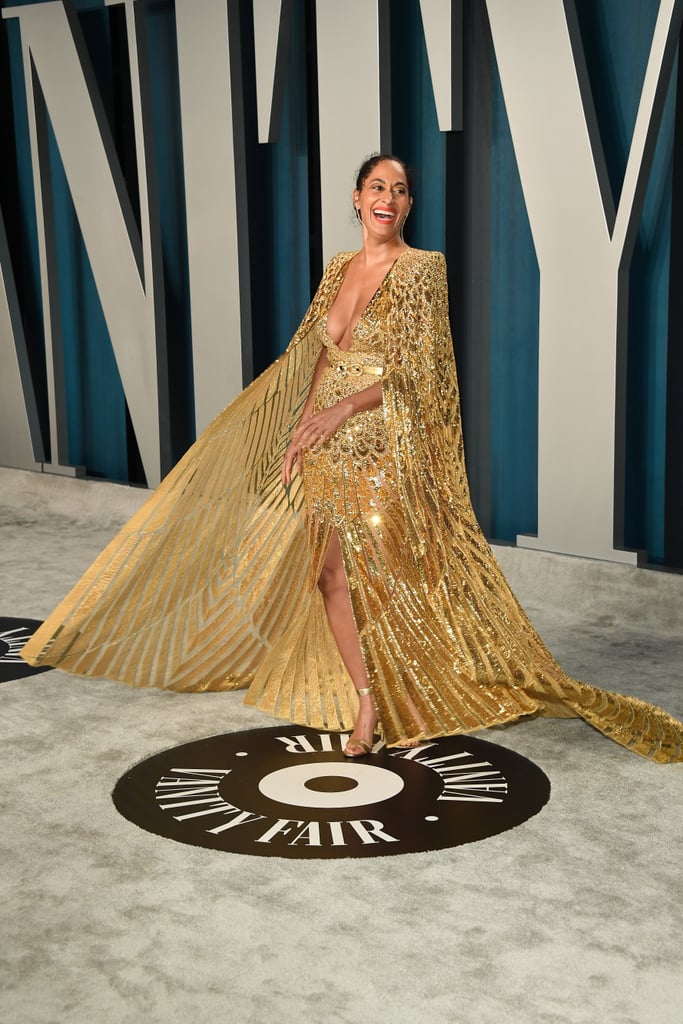 Tracee Ellis Ross Gold Dress Vanity Fair Oscars Party 2020