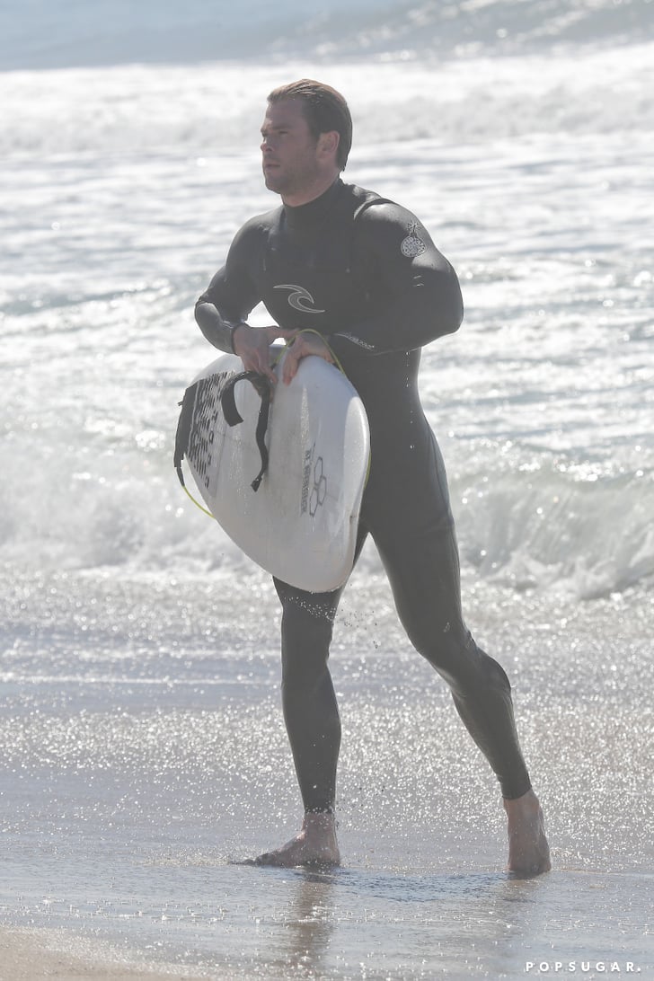 Chris Hemsworth Goes Surfing in LA | Pictures | POPSUGAR ...