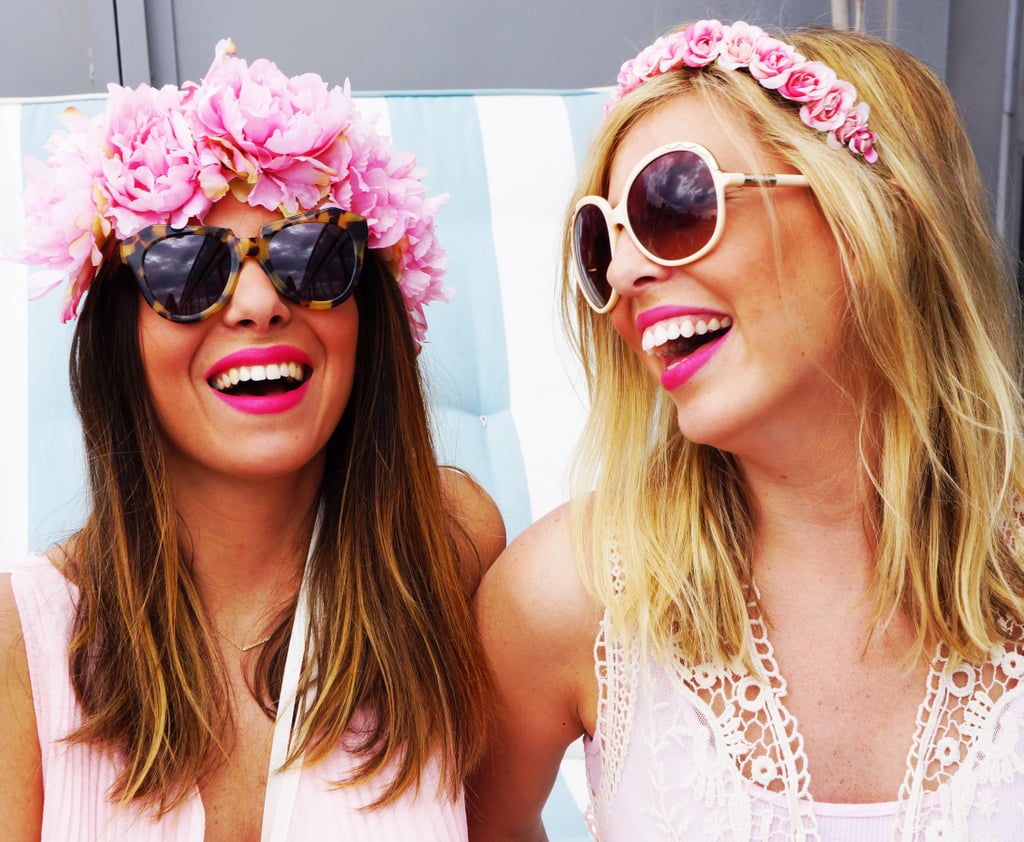 POPSUGAR: Festivals are long and hot, is there any way to make a flower crown last?
Christy Meisner: For festivals, some people like fake flowers that will last for a few days. If you're wearing real flowers, keep them in the refrigerator before to help them last longer throughout the day. Just know that once you're wearing the crown in the heat, the time counts down, like Cinderella. That's sort of the beautiful thing about them; they only last for so long, so you want to make the most of it while you can.
PS: Will certain flowers stand the heat better? 
CM: Sometimes smaller blooms are better for that. I love using wax flowers. I also love to use freesia since they usually can hold a little bit longer. If you're doing larger daisies or roses, they have a shorter life span, as beautiful as they are. 
PS: Do you ever use flowers with scents? 
CM: Jasmine is great for adding scent. There's not a ton of color in the blooms, but you can kind of weave them in with other flowers to create the smell. Wax flowers also have a minty smell to them. Sometimes I will also spray them with fragrance to give it an extra scent. So, if you want your crown to smell, you can always spray it with your own perfume.
Source: Crowns by Christy