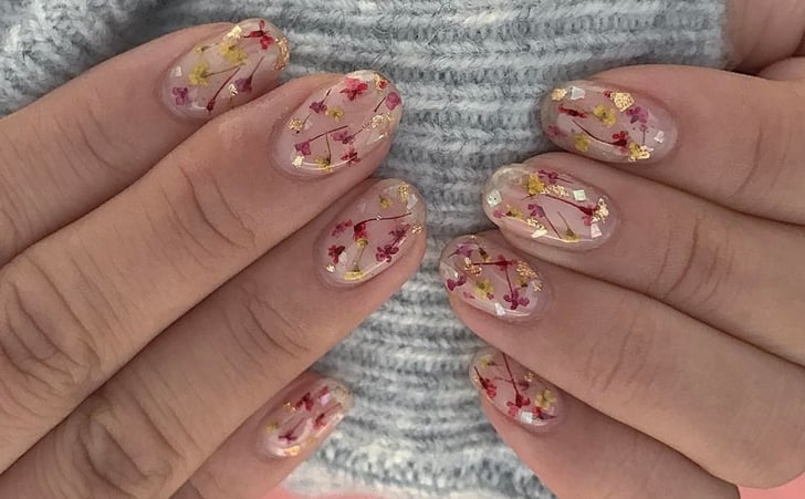 6. Poinsettia Nail Art with Real Dried Flowers - wide 8