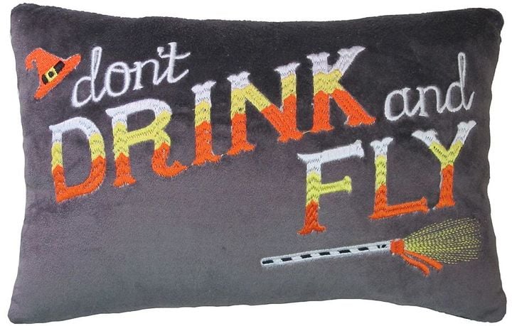 Celebrate Halloween Together ''Don't Drink & Fly'' Small Oblong Throw Pillow