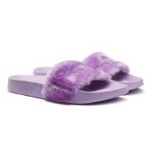 Fur Women's Slide Sandals in Cool Blue