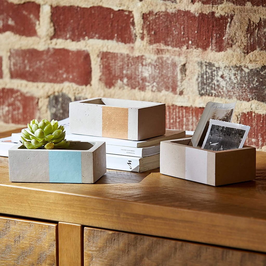 Rivet Urban Concrete Rectangle Gold Blue White Jewelry Boxes