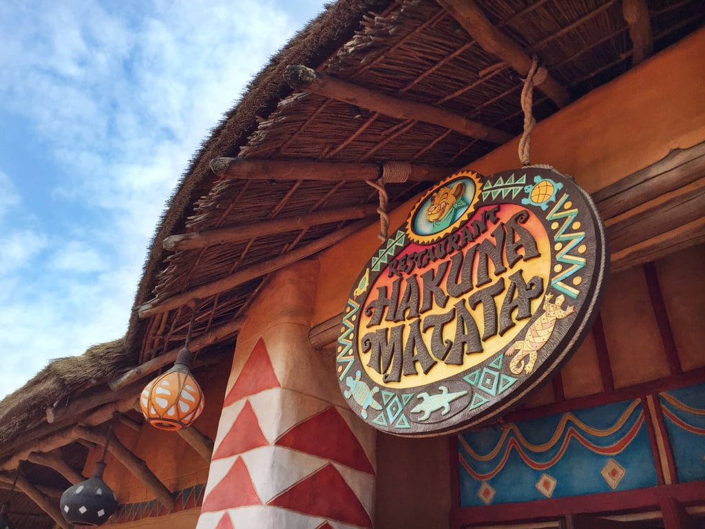 Or stop and grab a bite to eat at Restaurant Hakuna Matata, which has surprisingly good food for a casual park restaurant. Plus, you get to pick a side — either Timon or Pumbaa — and the themed decor is so fun.