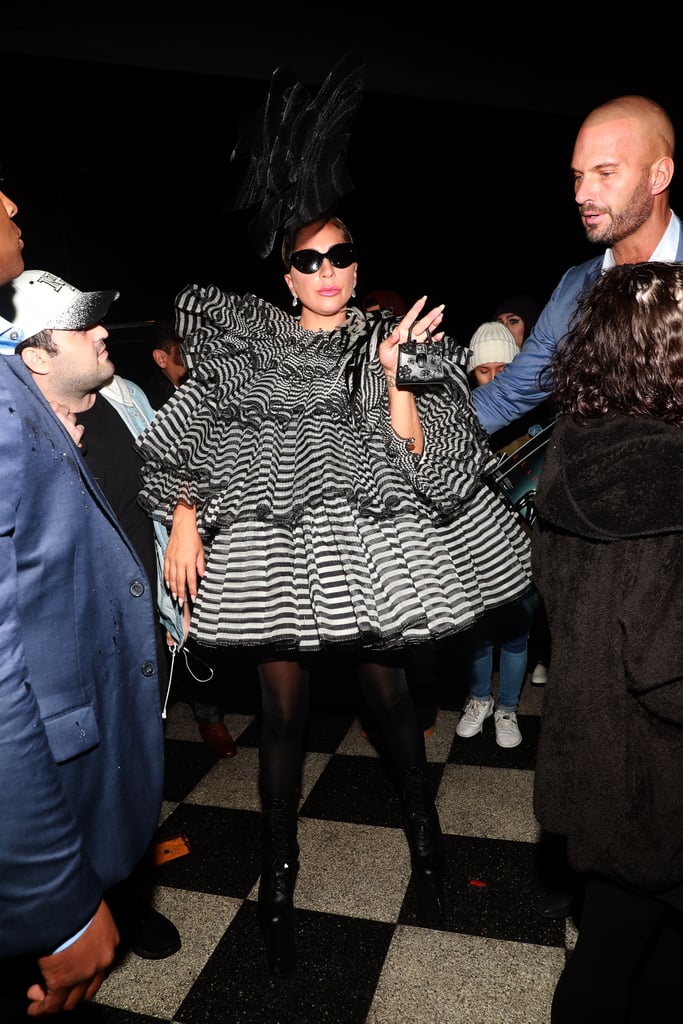 Lady Gaga Striped Minidress at Pre-Met Gala Dinner