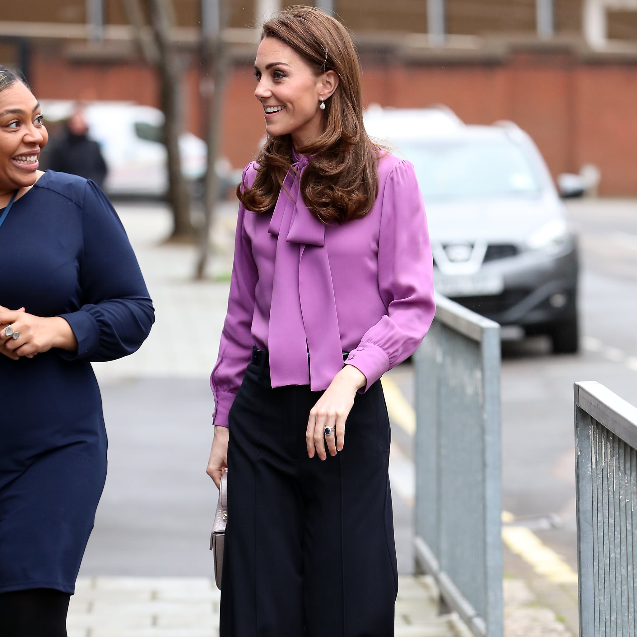 Kate Middleton outfits The Duchess went out in trousers and a silk blouse  today