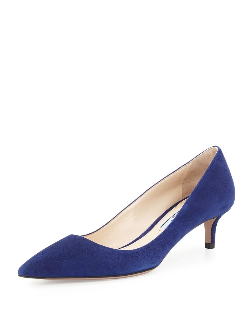 Prada Suede Pointed Toe Pumps | British Royals Wearing Navy Blue Pumps ...