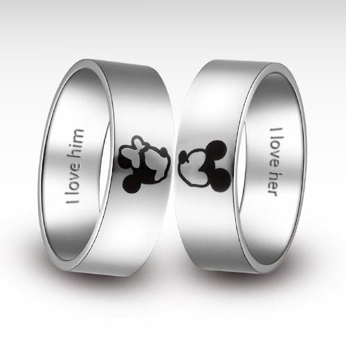 Titanium Mickey and Minnie Kissing Rings ($58)