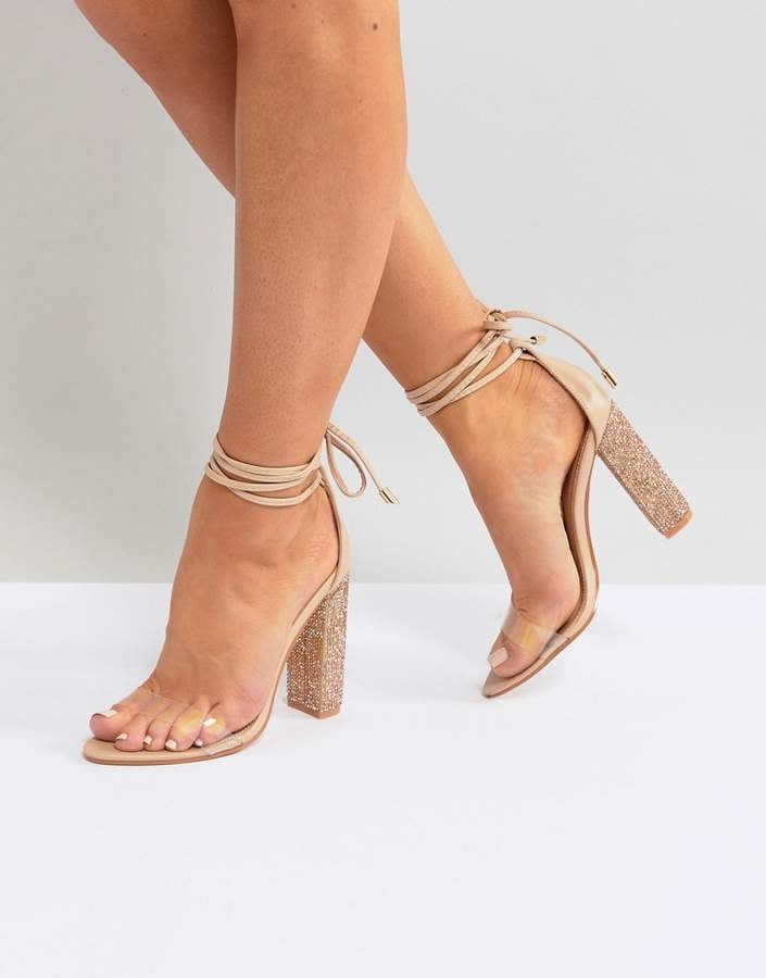 public desire rayelle heeled sandals with square toes in beige