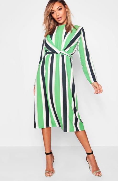 Ruby Stripe Wrap Front Woven Midi Dress