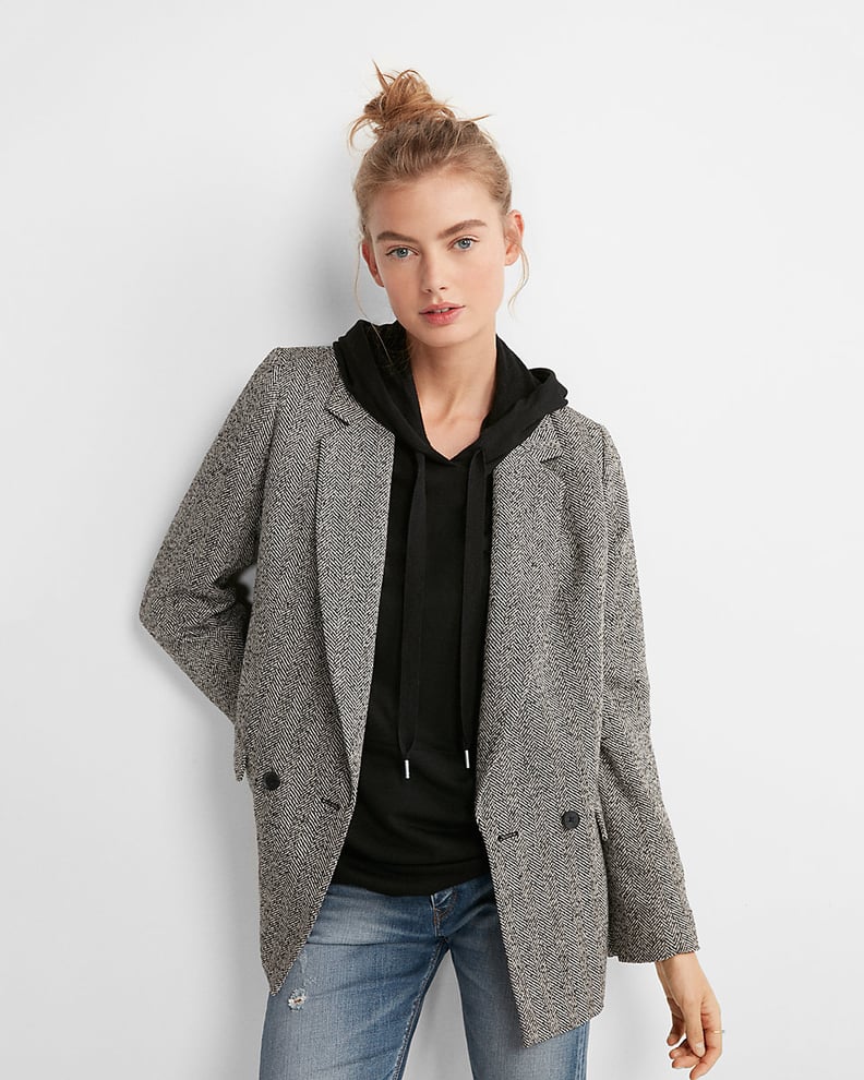 Express Herringbone Oversize Blazer