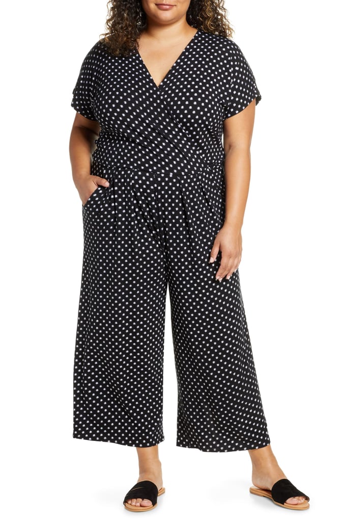 Loveappella Wrap Wide Leg Cropped Jumpsuit