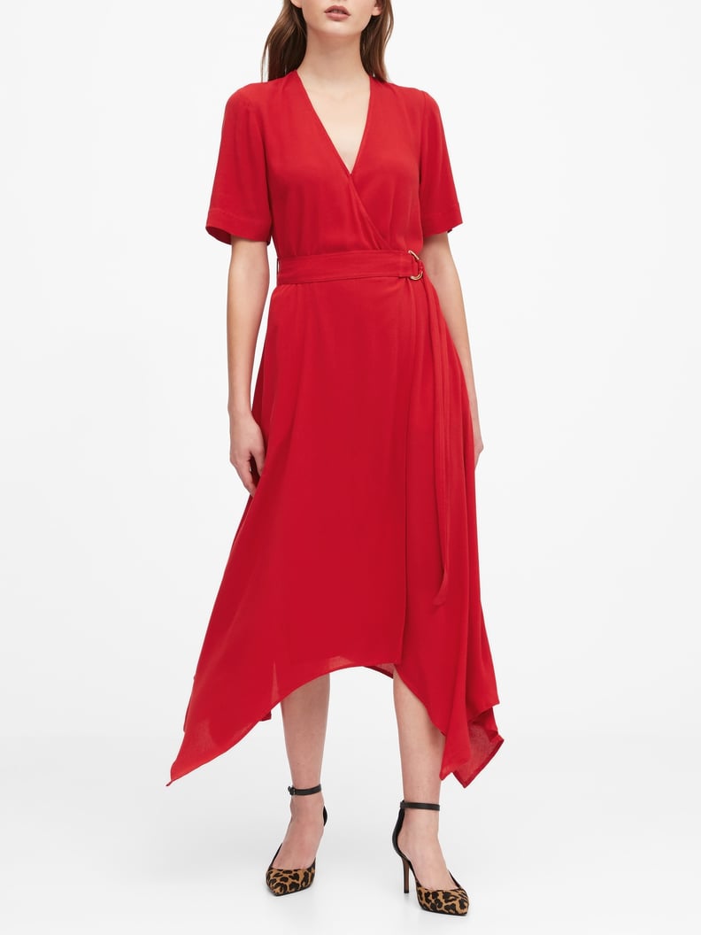 Handkerchief-Hem Wrap Dress |