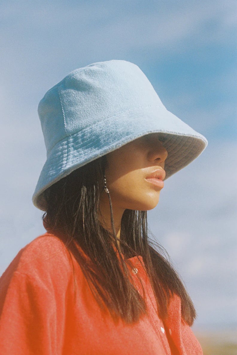 Blue Denim Bucket Hat Black Round Sun Hat