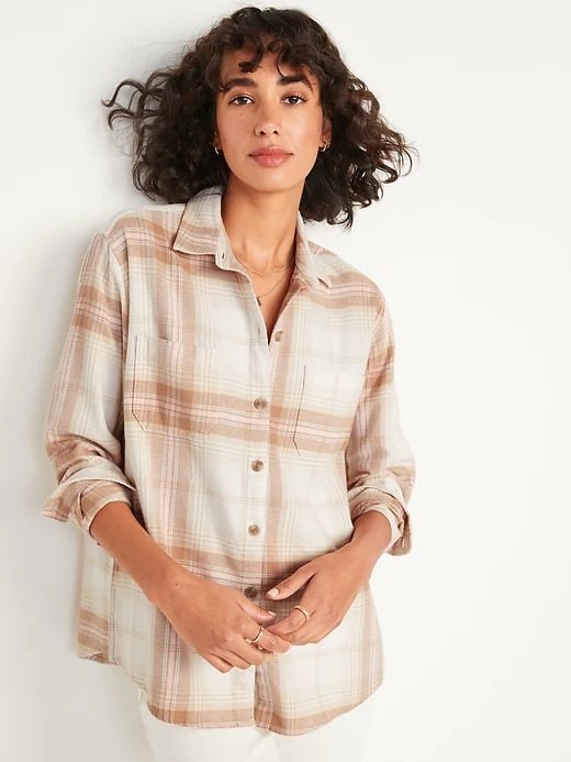 Old Navy Long-Sleeve Plaid Boyfriend Shirt