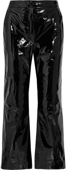 Off-White Suede-appliquéd Cropped Patent-leather Pants