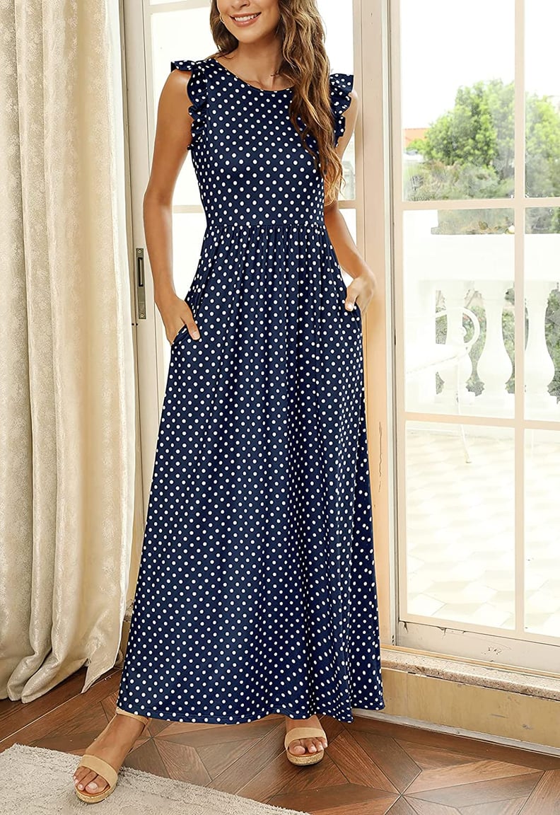 A Stunning Maxi: Zattcas Womens Polka Dot Long Dress Summer Ruffle Sleeve Maxi Dress