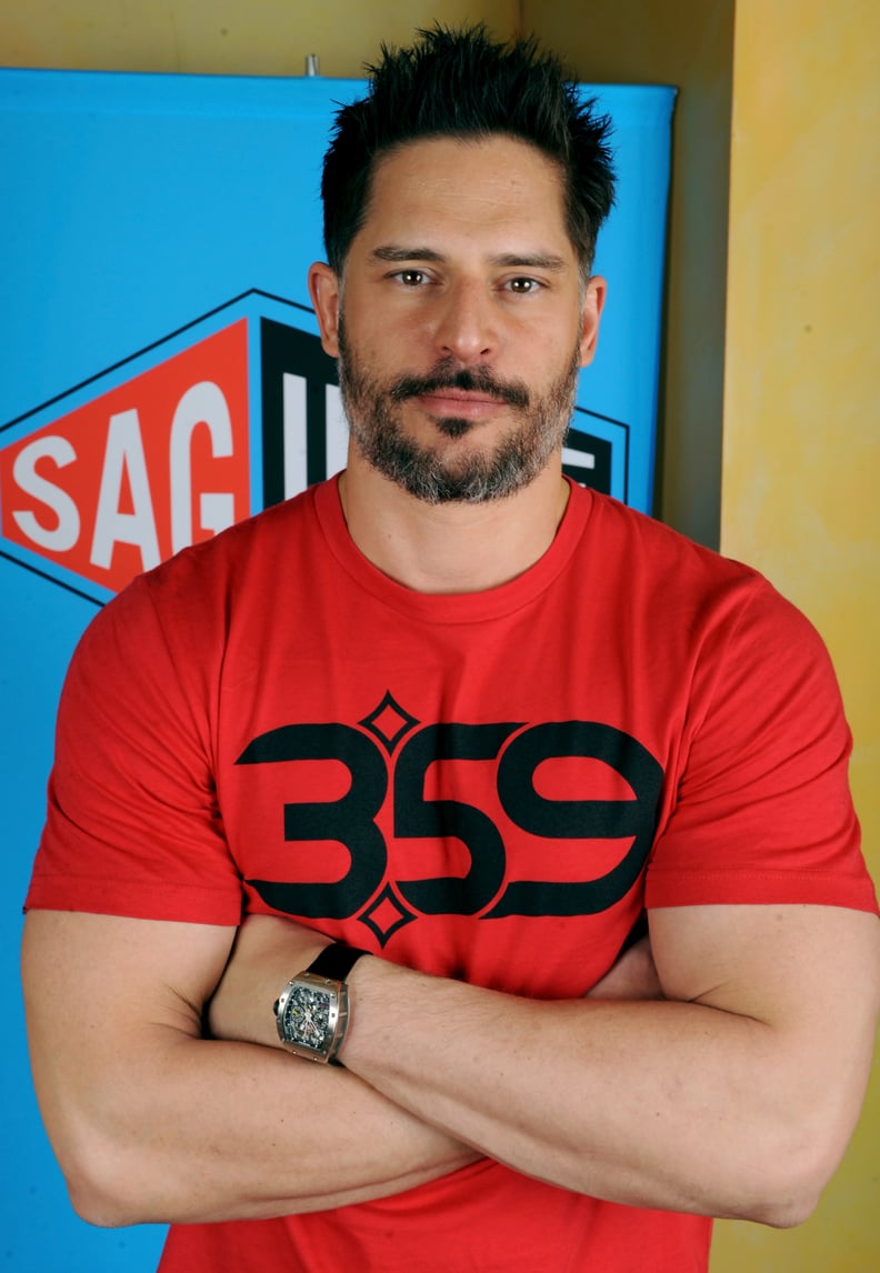 Here's Joe Manganiello and his biceps, which are actually strangling his sleeves.