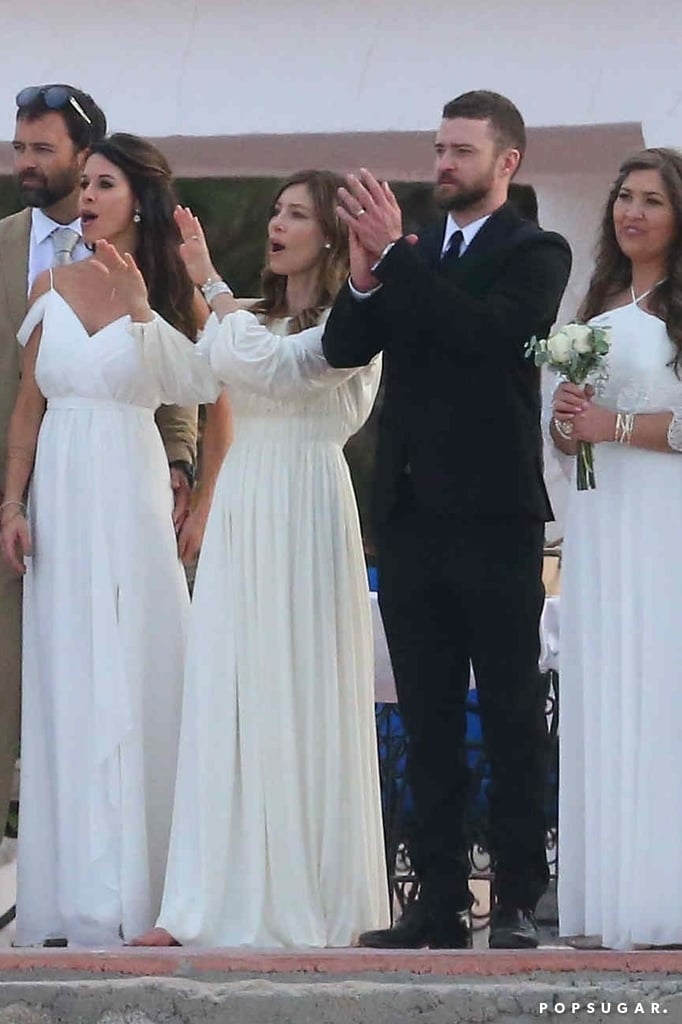 Jessica Biel's White Wedding Guest Dress