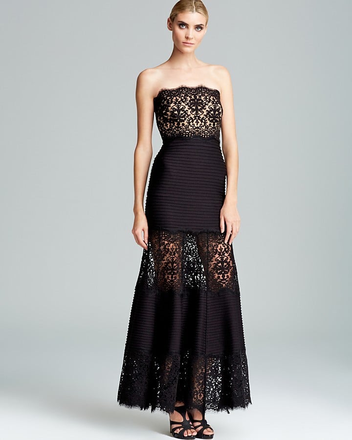 Tadashi Shoji Black Sheer Lace Strapless Dress ($428) | Diane Kruger ...