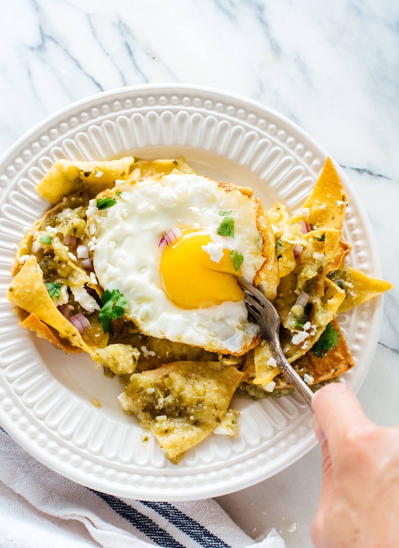 Chilaquiles Verdes with Baked Tortilla Chips