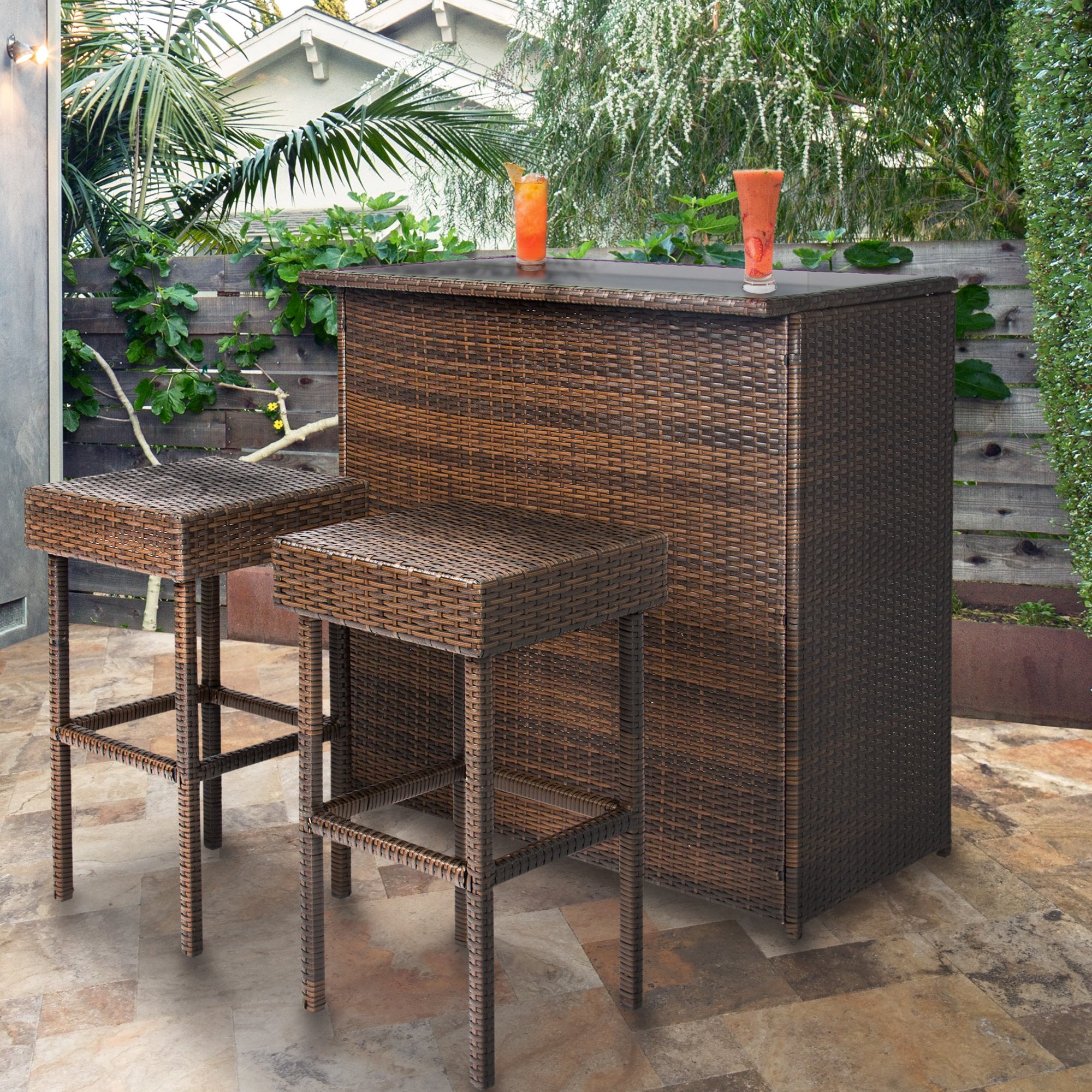 Brown 2024 rattan bar