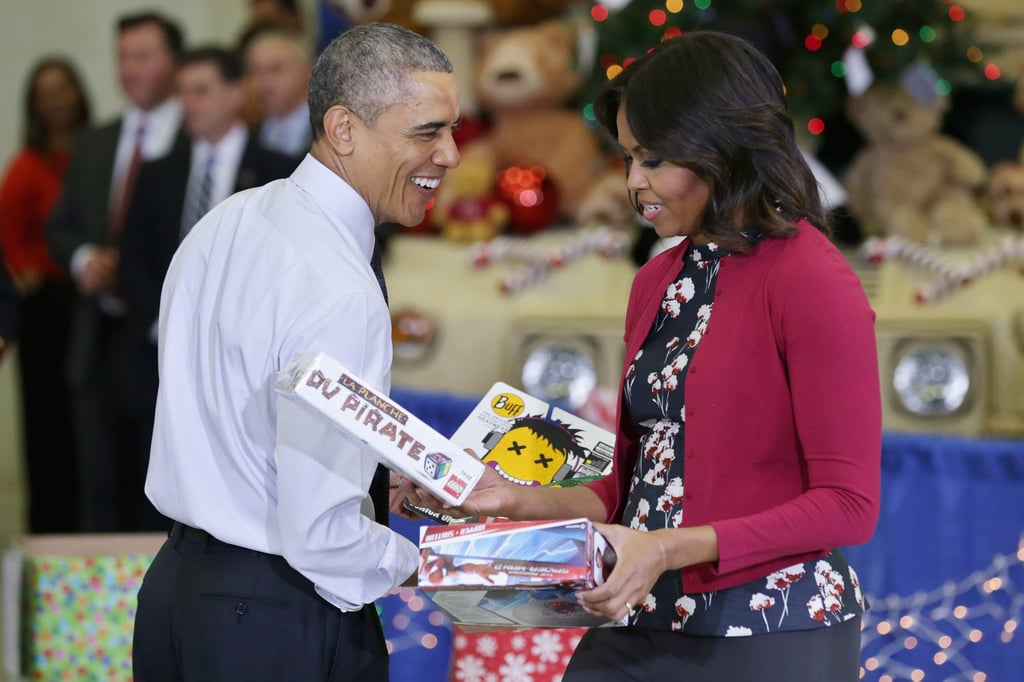 Obamas at the Marine Corps Toys For Tots Event 2014