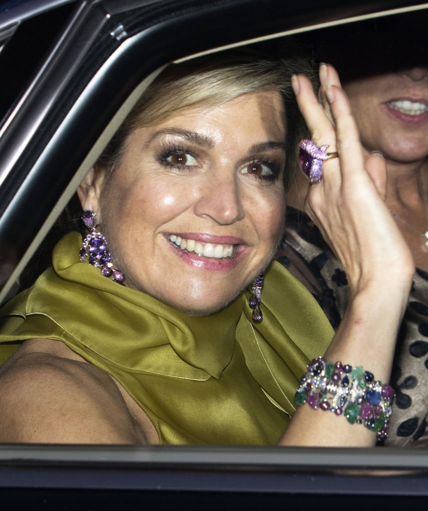 She Completed Her Look With Purple Jewels