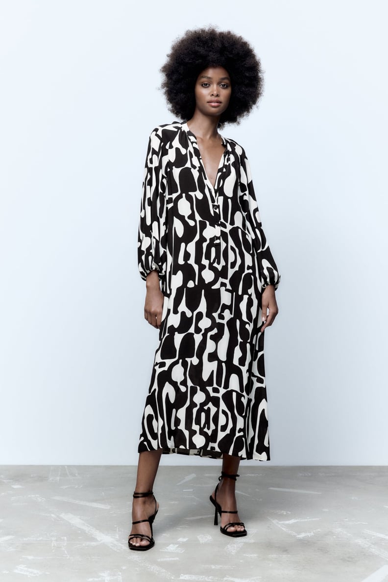 A Patterned Midi Dress: Zara Printed Midi Dress