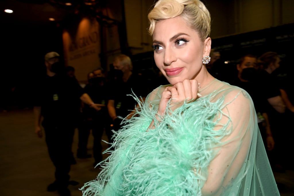 Lady Gaga's Turquoise Feather Gown at the Grammys