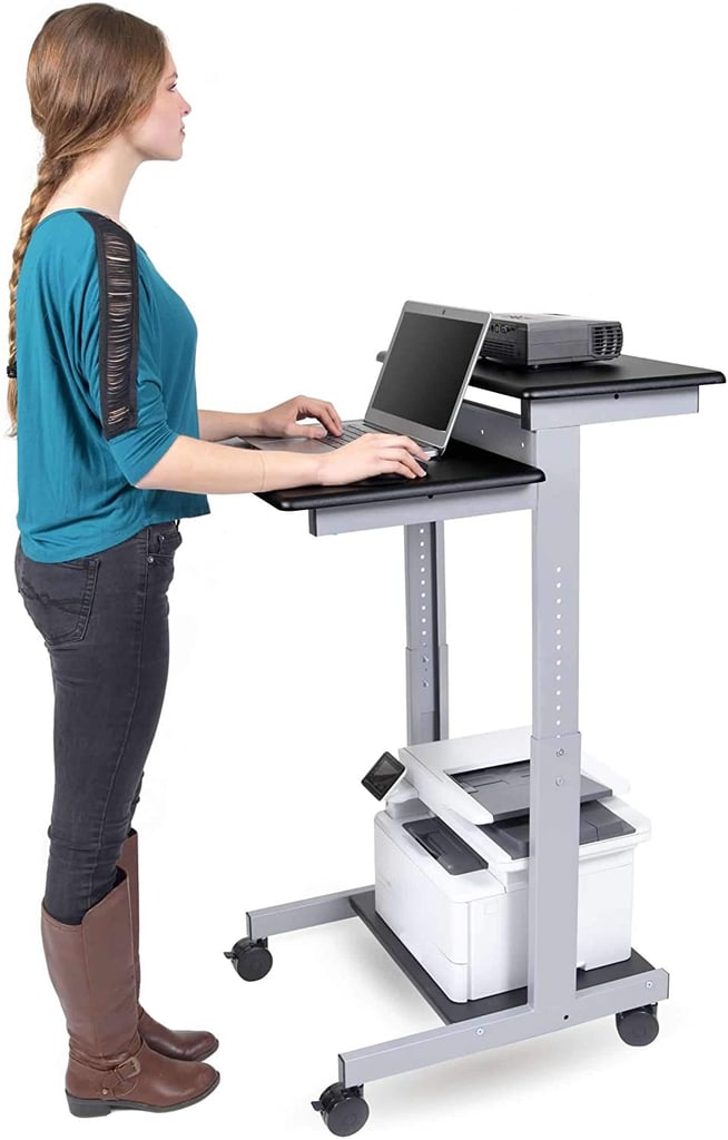 24" Black Shelves Mobile Stand Up Presentation Station