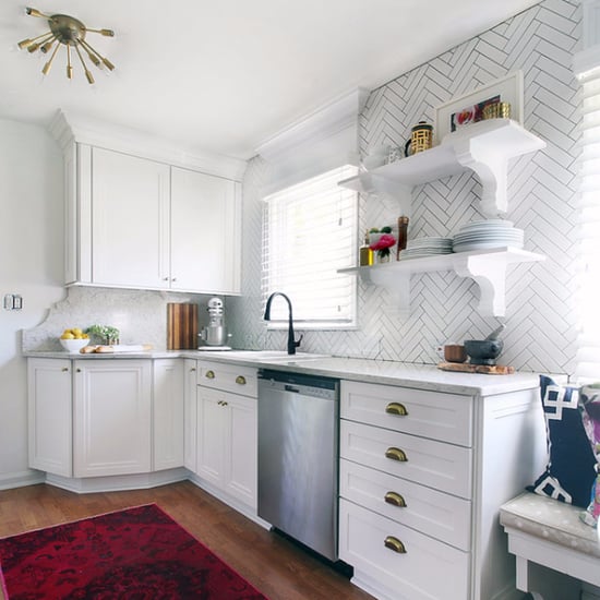 Small Kitchen Makeover With White and Brass Details
