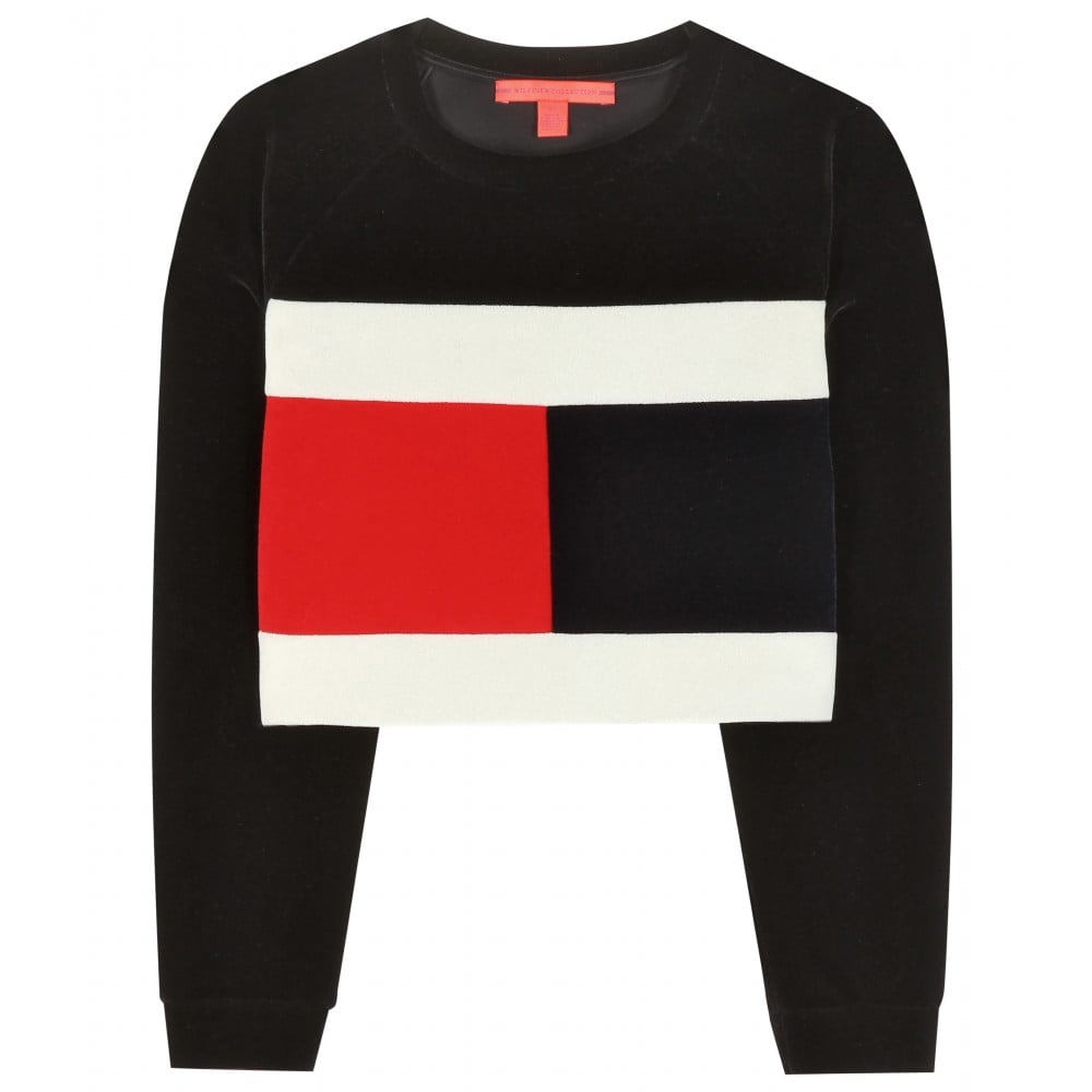 Tommy hilfiger flag logo cropped sweatshirt hotsell