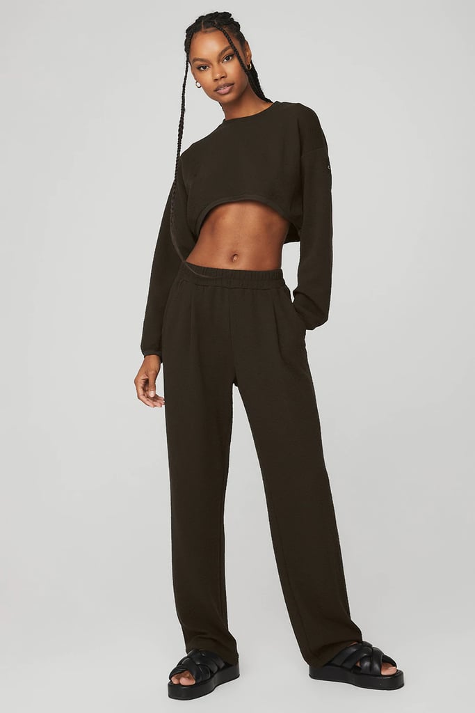 A New Take on Loungewear: Alo Cropped Tailored Crew Neck & High-Waist Tailored Sweatpant Set