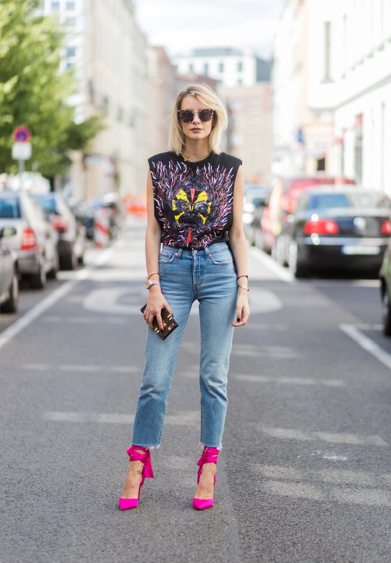 Give Your Vintage Tee a Feminine Touch With Heels