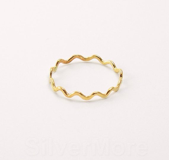 Etsy Thin Yellow 14k Gold Filled Zigzag Stacking Ring