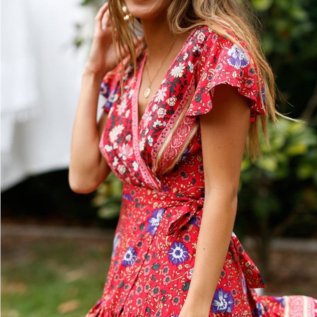 Summer Floral Chiffon Wrap Dress | FYI, Walmart's Summer Dress Section Is  So Good — Shop Our 14 Favorites Under $18 | POPSUGAR Fashion Photo 7