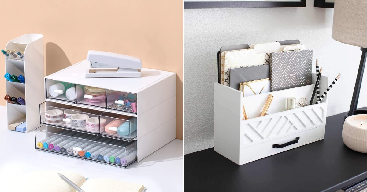 Office Desk Organizer, White Acrylic, with Drawer, 9 Compartments, All in  One Office Supplies and Cool Desk Accessories Organizer, Pen Holder,  Enhance Your Office Decor Desktop Organizer (White) 