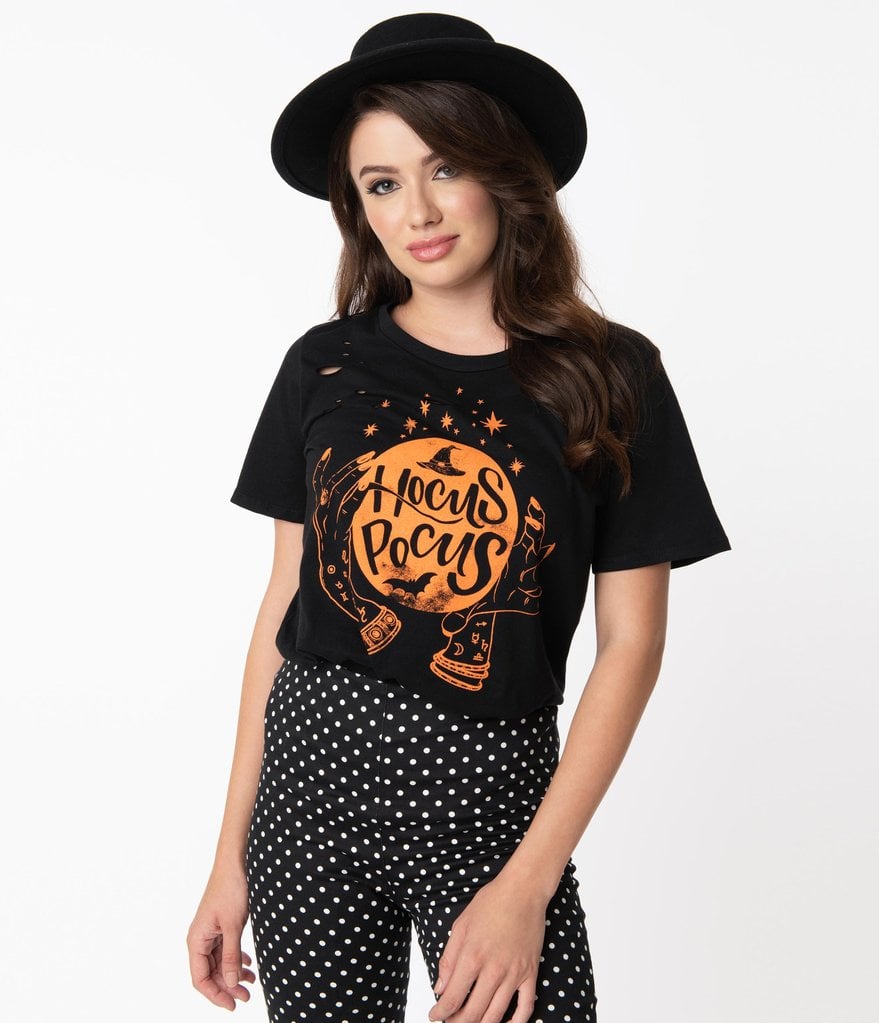 Black and Orange Hocus Pocus Distressed Tee