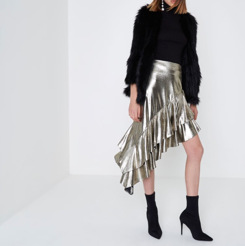 River Island Metallic Frill Skirt