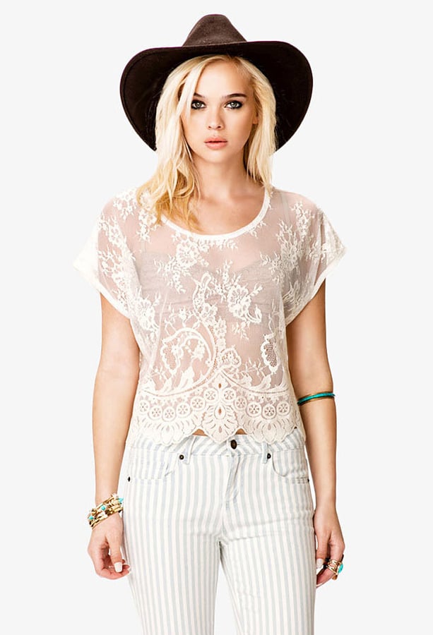 Forever 21 White Lace Tee