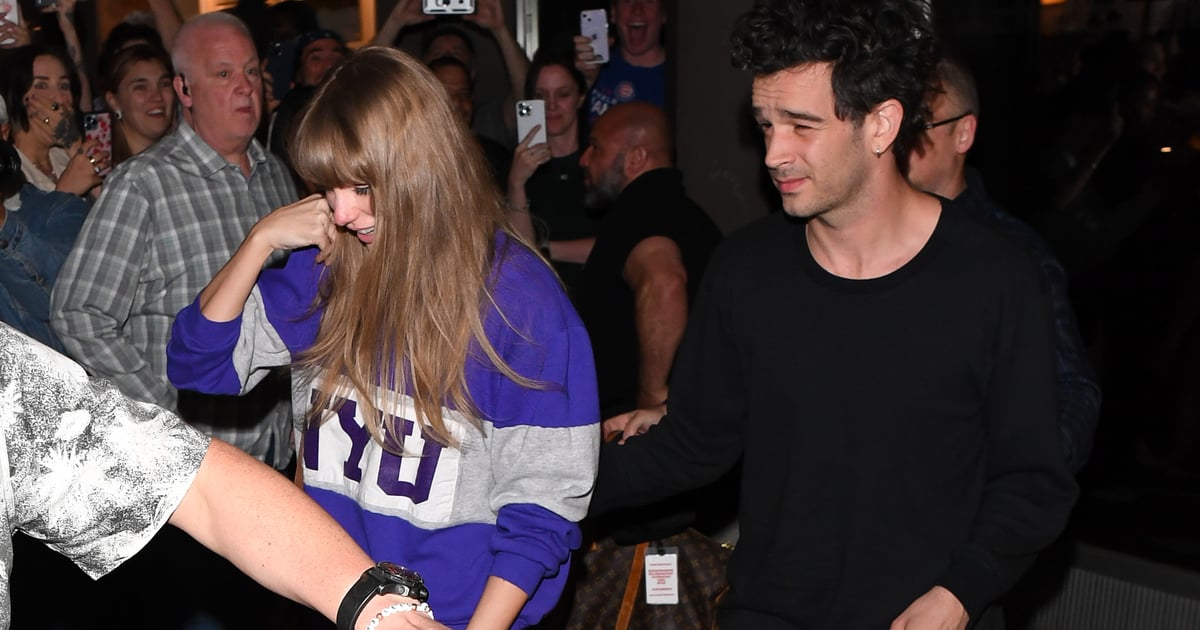 Taylor Swift goes out in a collegiate sweatshirt and pleated miniskirt