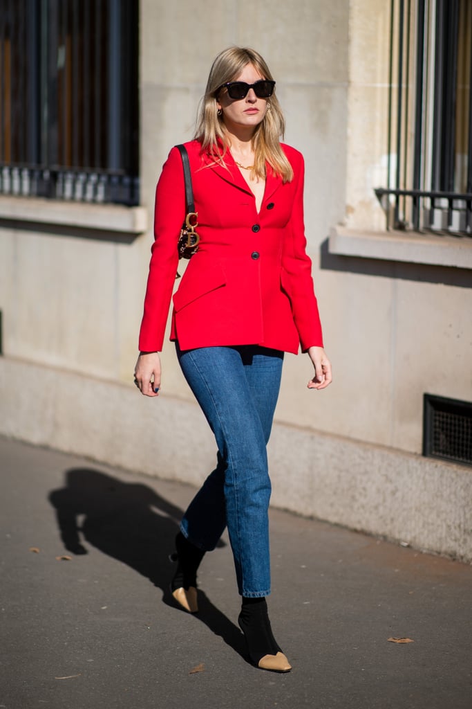 Whether you're a colour lover or more bright-hued shy, skinny jeans are just the gateway you need to rock that bright red jacket or blazer this season.