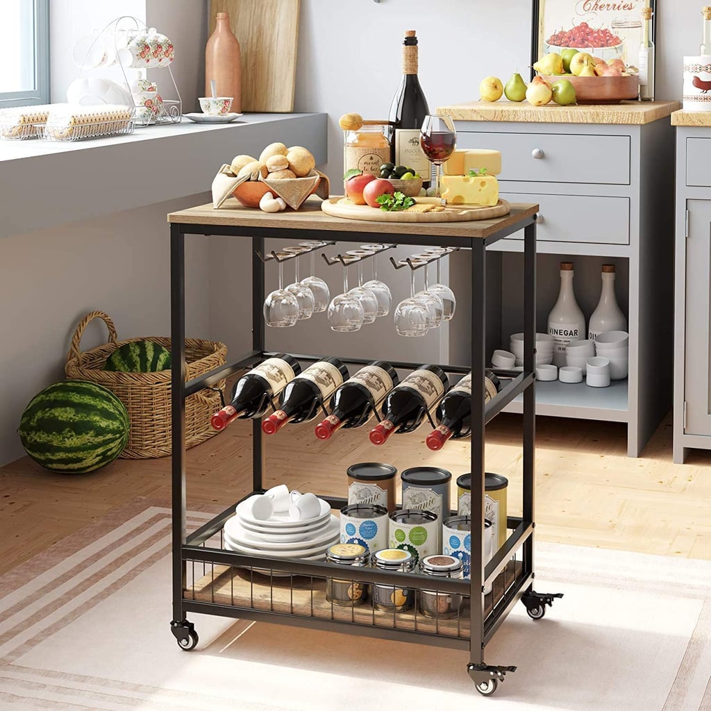 Homecho Wine Bar Cart- Rustic Brown