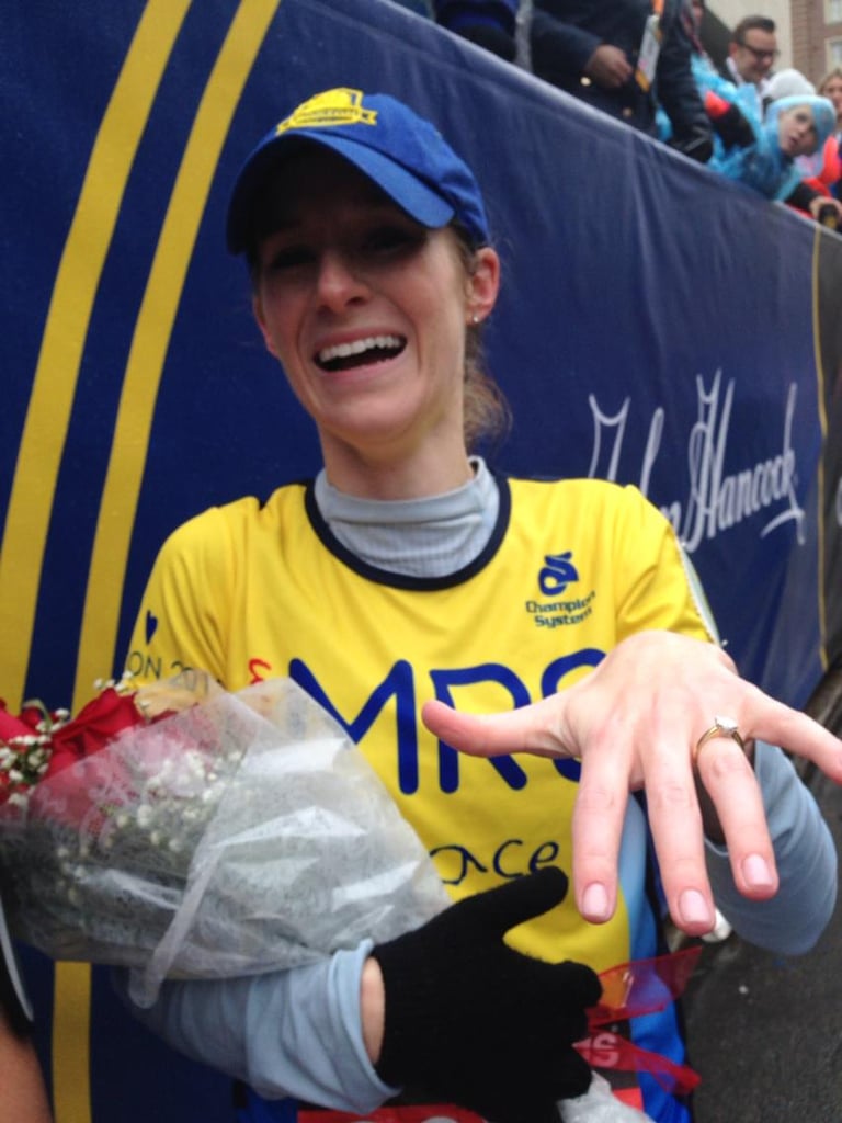 Gorgeous bling, romantic roses, a loving fiancé, and a kickass marathon pace. What more could a runner want?