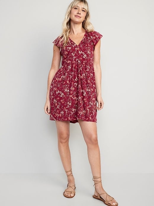 Old Navy Flutter-Sleeve Floral-Print Mini Swing Dress