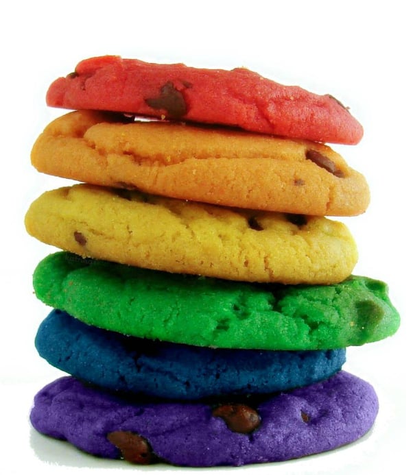 Rainbow Chocolate Chip Cookies