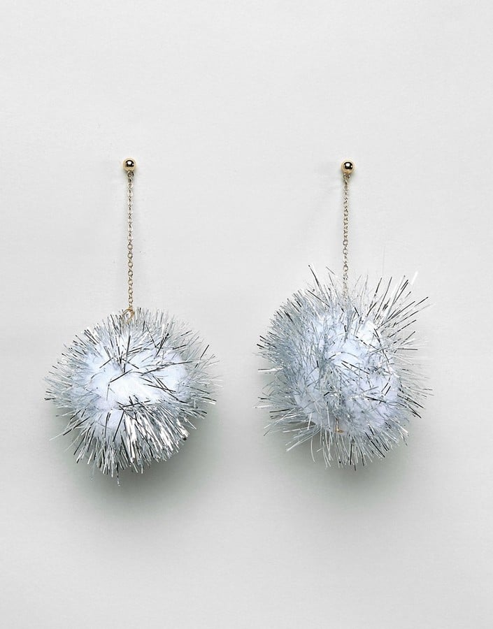 ASOS Holidays Glitter Pom Earrings