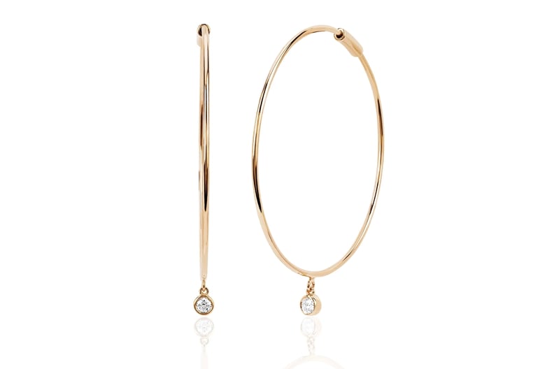 Taylor Swift's EF Collection Perfect Gold Hoop With Single Bezel Drop Earring