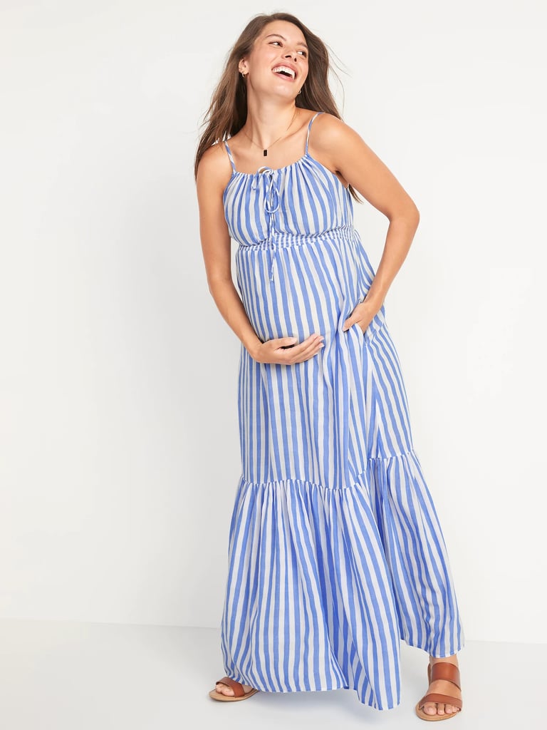 Old Navy Maternity Striped Tiered Maxi Sundress